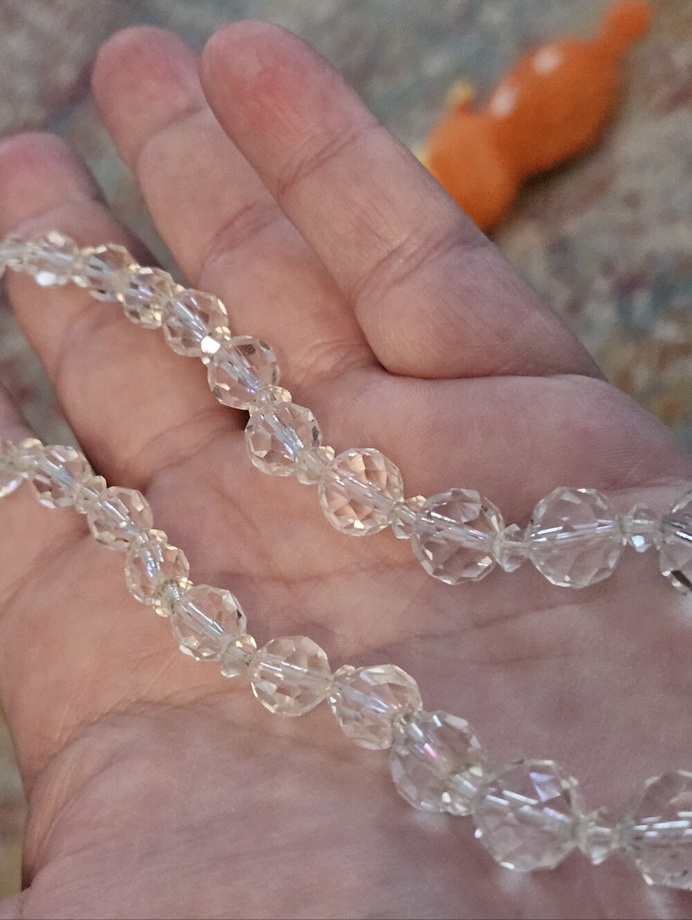 Vintage Graduated Faceted Crystal Bead Choker Necklace Clear